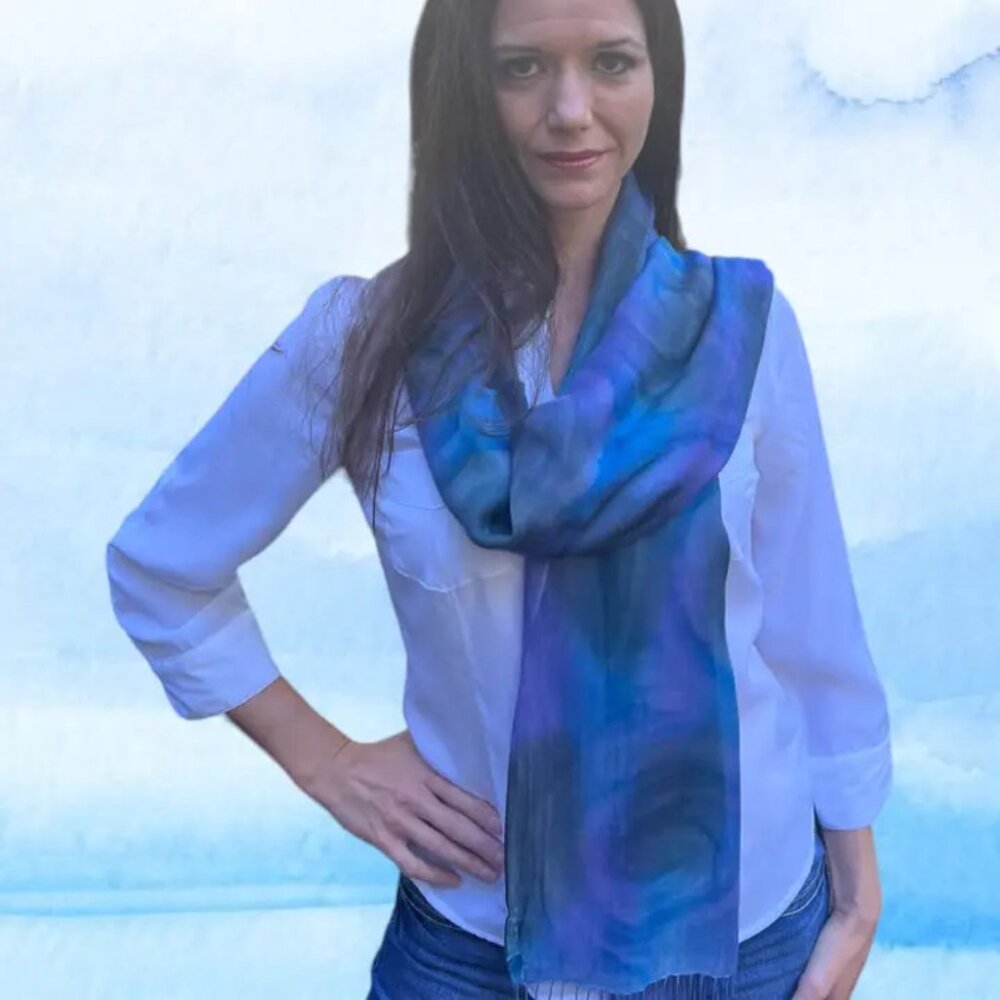 Hand Painted Modal Silk Scarf (VS1022A5)